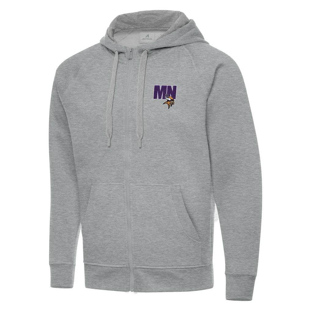 Men's Minnesota Vikings Antigua Victory Full-Zip Hoodie - Heather Gray outlet