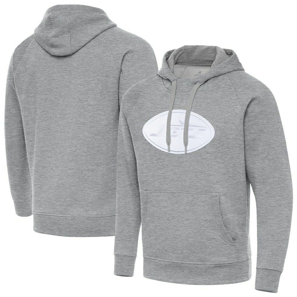 New York Jets Antigua Victory Pullover Hoodie - Heather Gray for sale