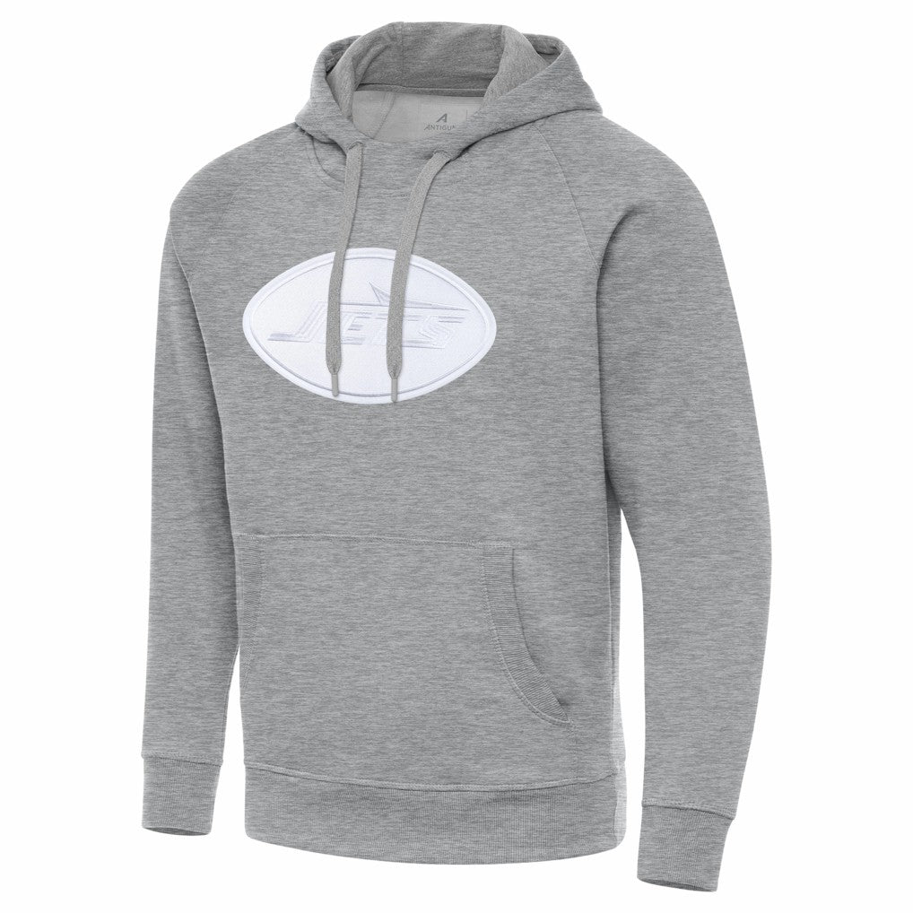 New York Jets Antigua Victory Pullover Hoodie - Heather Gray for sale