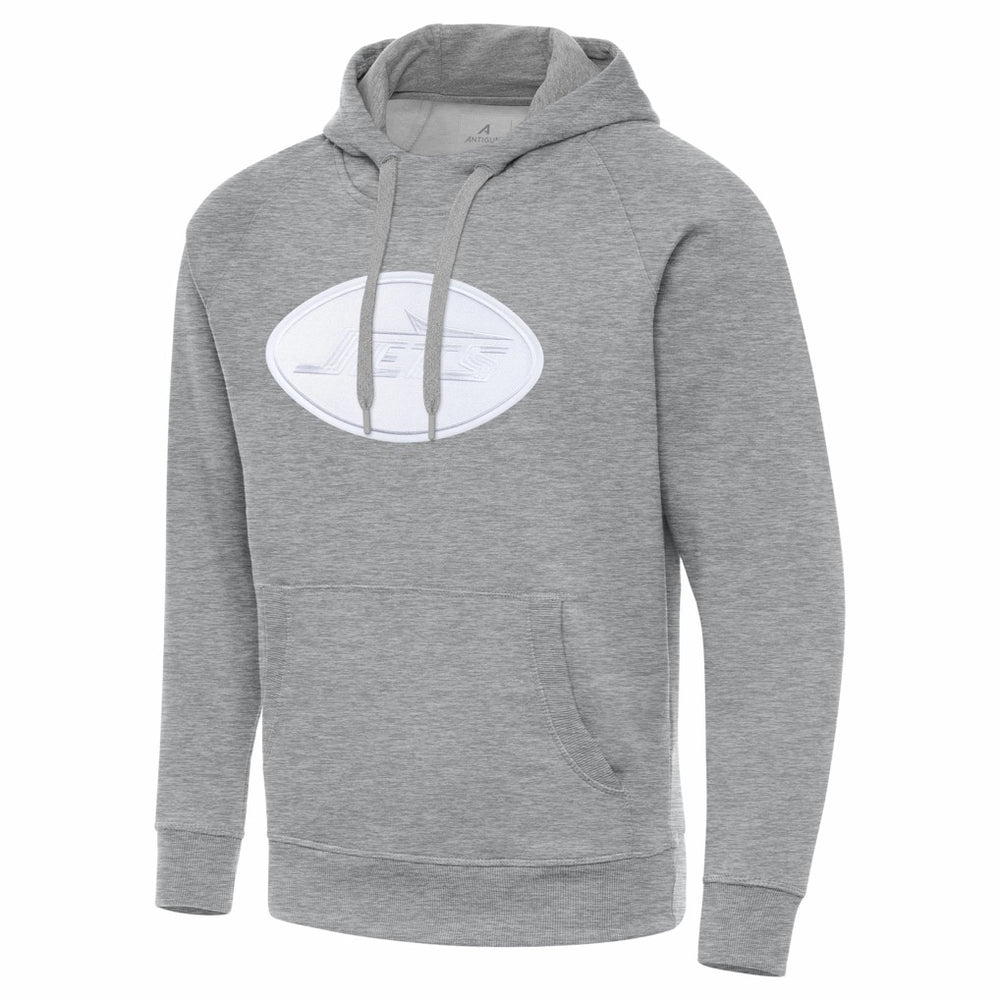 New York Jets Antigua Victory Pullover Hoodie - Heather Gray for sale