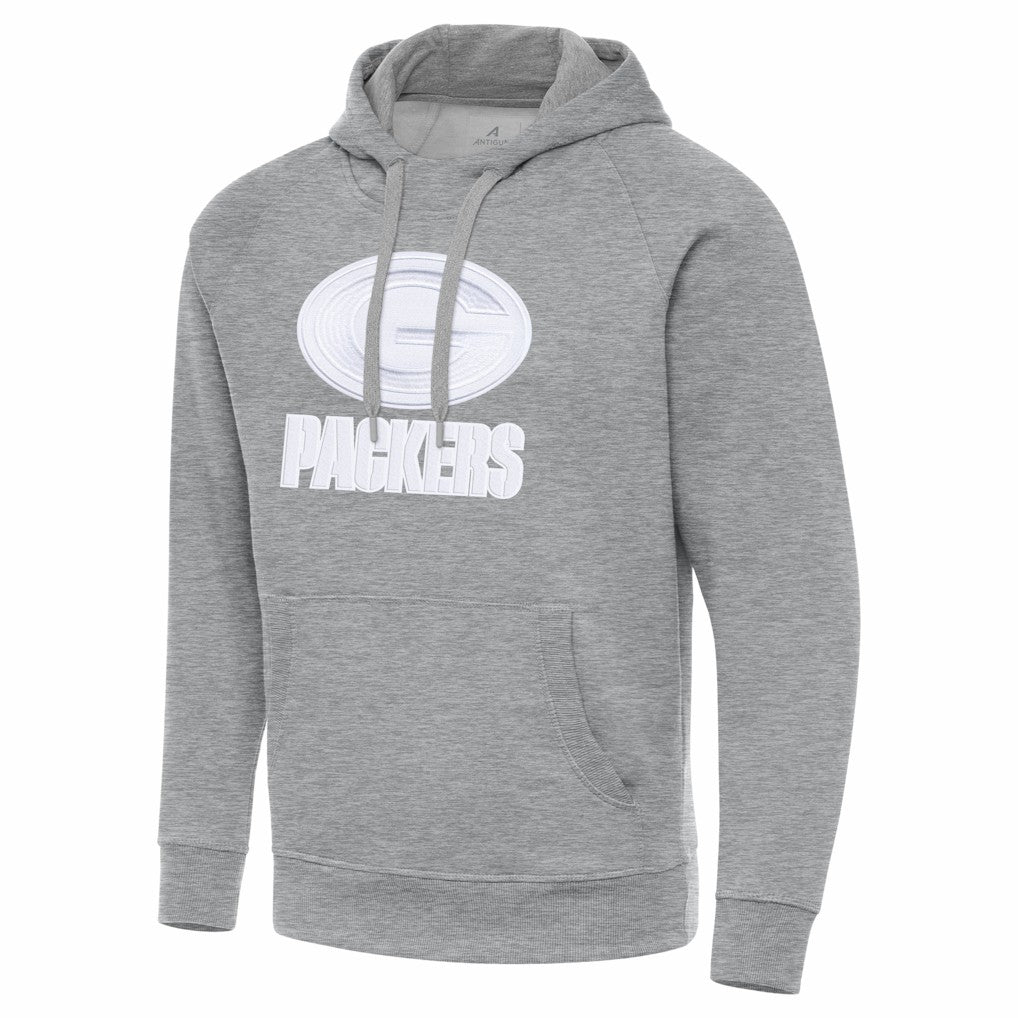 Green Bay Packers Antigua Victory Pullover Hoodie - Heather Gray discount