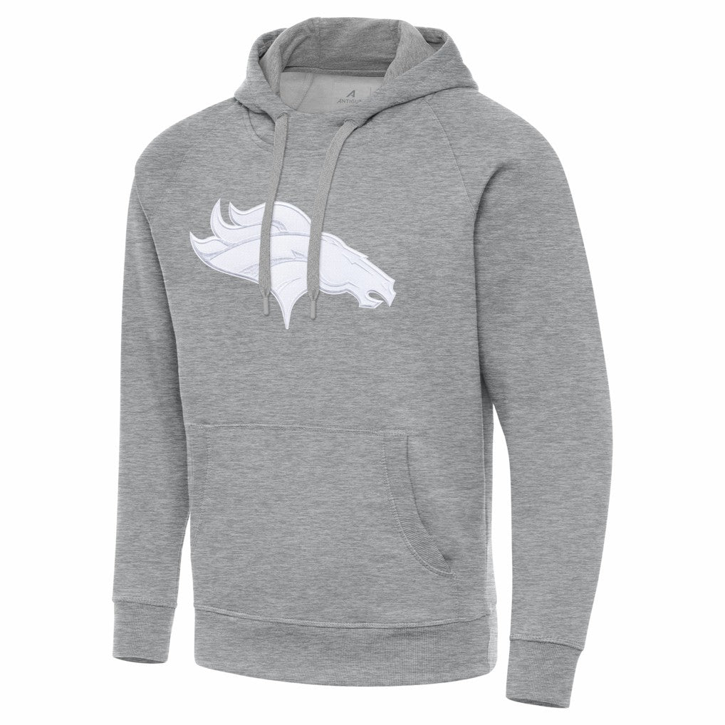 Denver Broncos Antigua Victory Pullover Hoodie - Heather Gray cheap