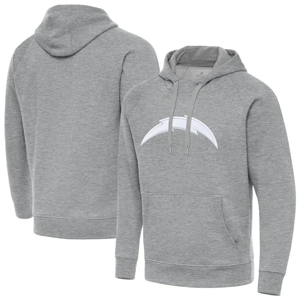 Los Angeles Chargers Antigua Victory Pullover Hoodie - Heather Gray on sale