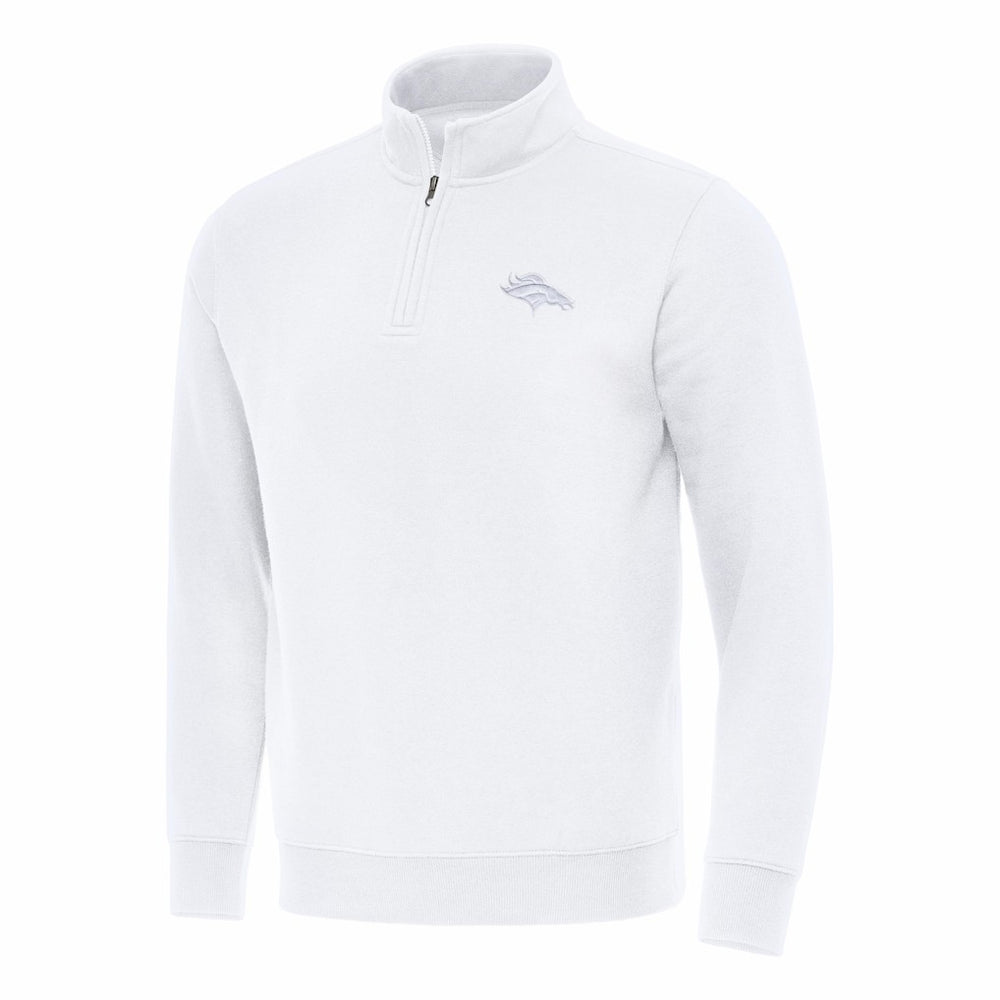 Denver Broncos Antigua Victory Quarter-Zip Top - White on sale