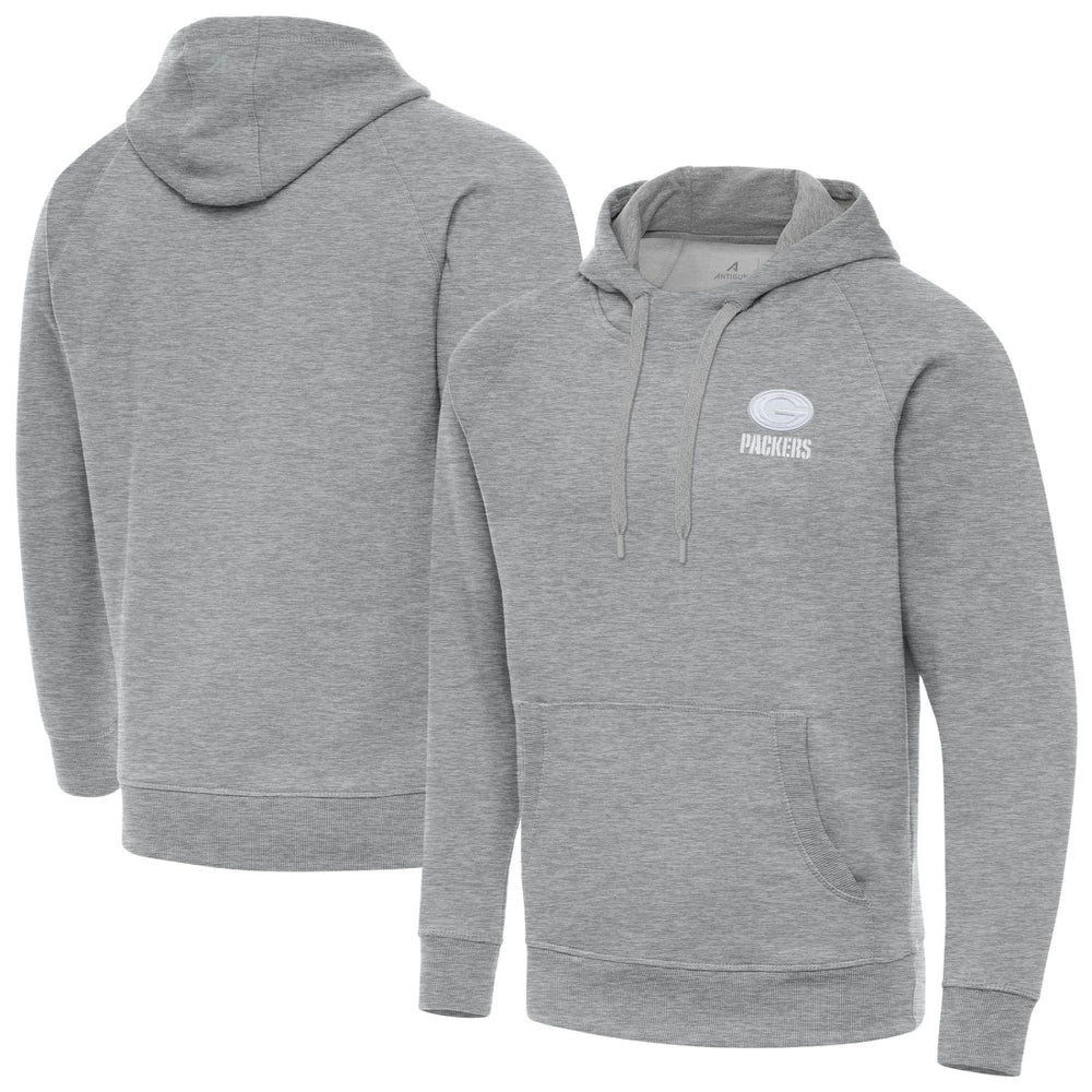 Green Bay Packers Antigua Victory Pullover Hoodie - Heather Gray for sale