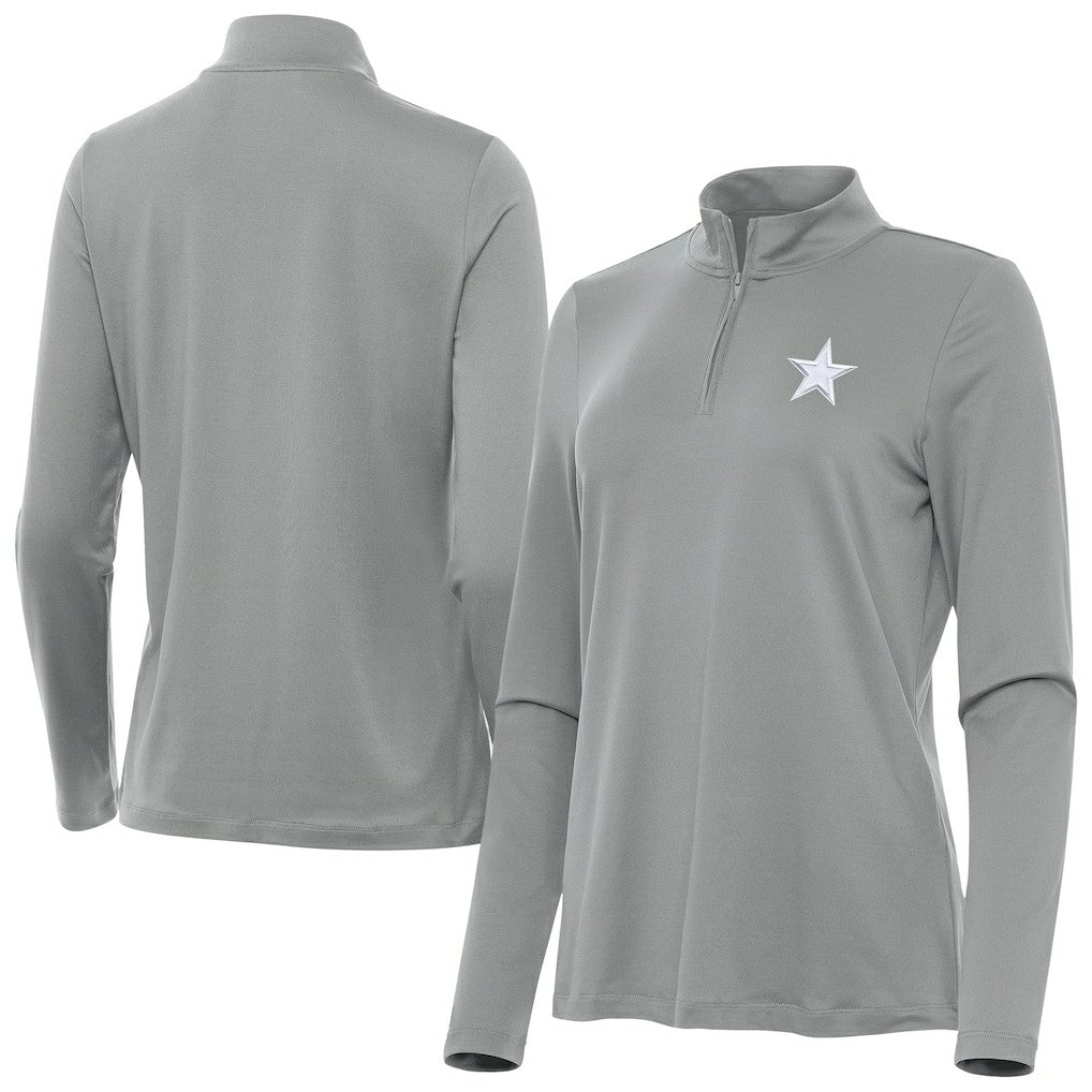 Dallas Cowboys Antigua Women's Reprocess Quarter-Zip Top - Gray outlet