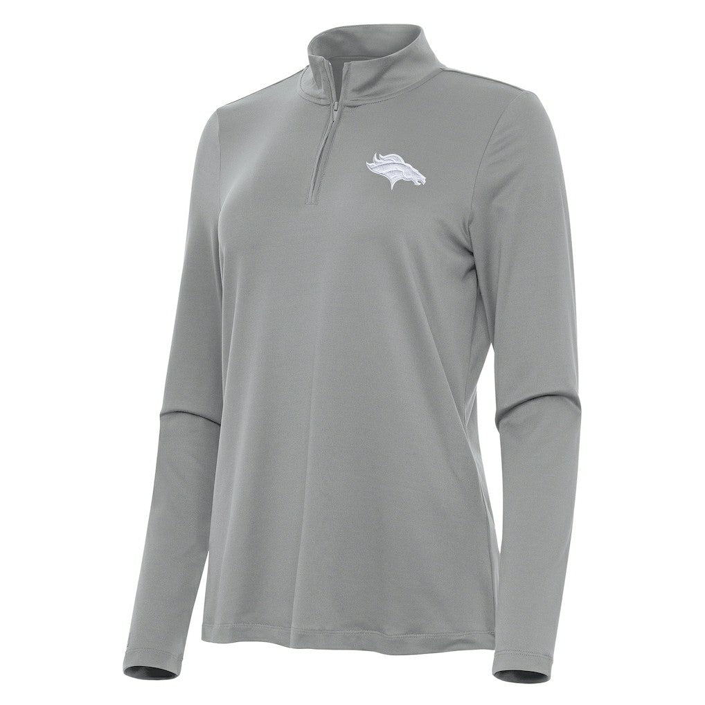 Denver Broncos Antigua Women's Reprocess Quarter-Zip Top - Gray discount