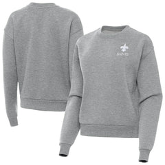 New Orleans Saints Antigua Women's Victory Crew Pullover Sweatshirt - Heather Gray on sale