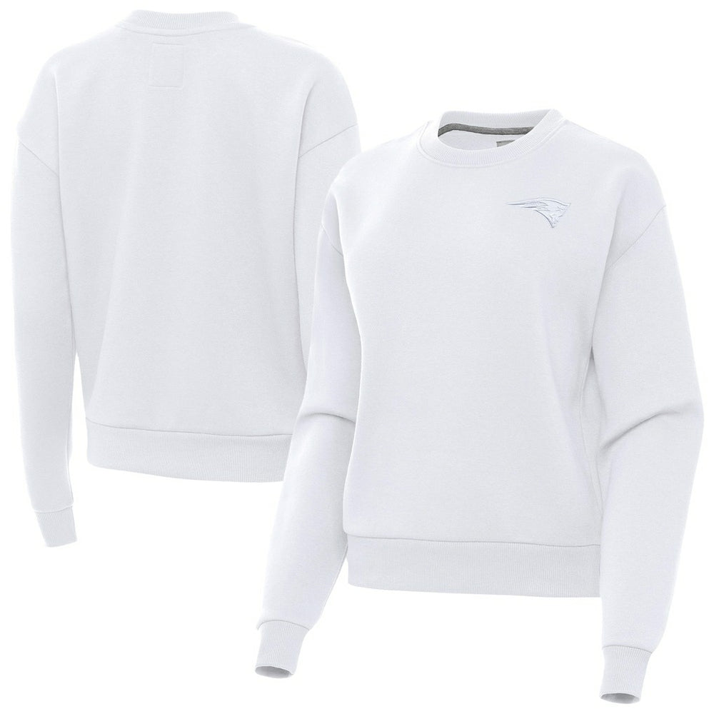 New England Patriots Antigua Women's Victory Crew Pullover Sweatshirt - White cheap