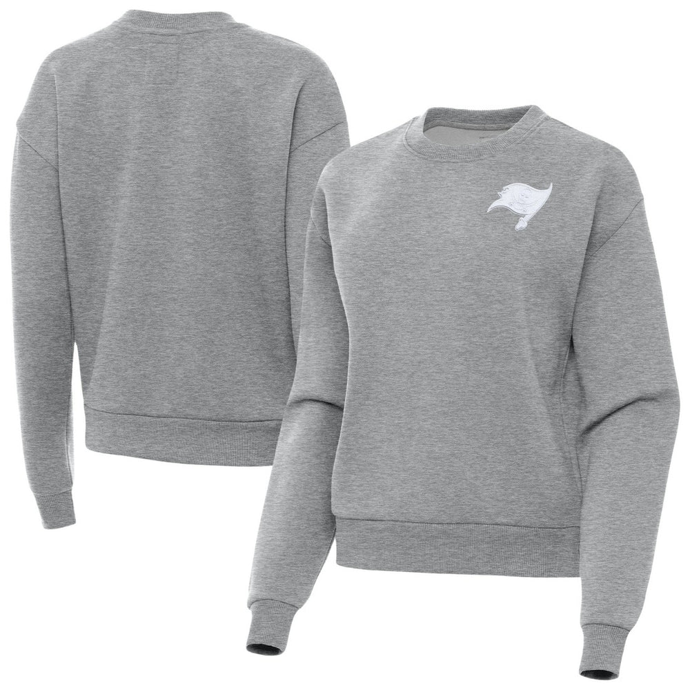 Tampa Bay Buccaneers Antigua Women's Victory Crew Pullover Sweatshirt - Heather Gray for sale