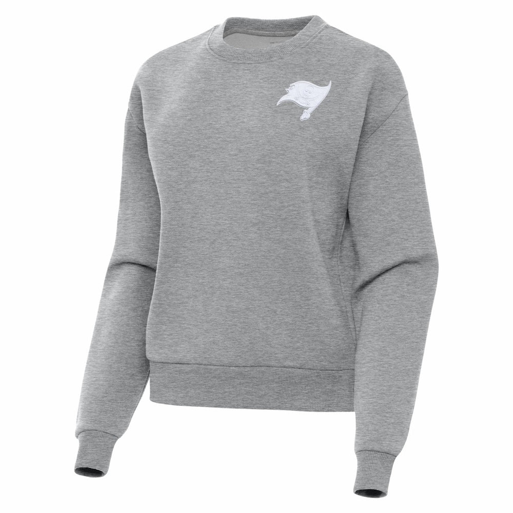 Tampa Bay Buccaneers Antigua Women's Victory Crew Pullover Sweatshirt - Heather Gray for sale