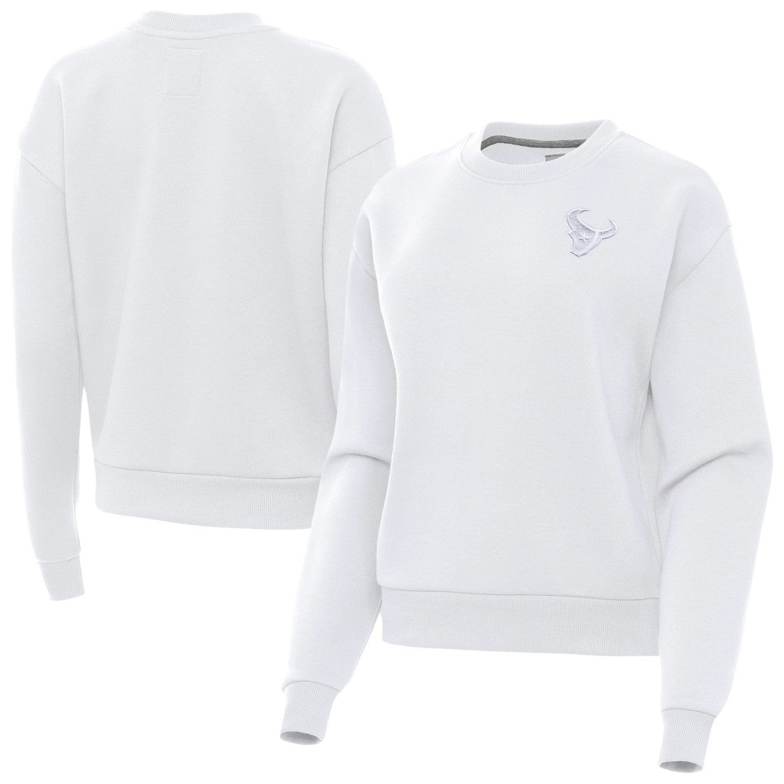 Houston Texans Antigua Women's Victory Crew Pullover Sweatshirt - White online