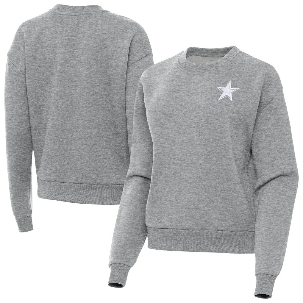 Dallas Cowboys Antigua Women's Victory Crew Pullover Sweatshirt - Heather Gray cheap