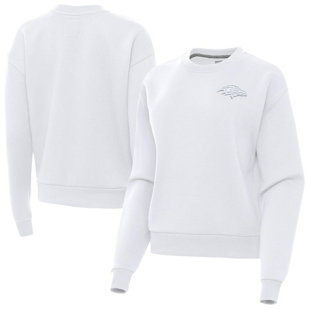 Baltimore Ravens Antigua Women's Victory Crew Pullover Sweatshirt - White cheap