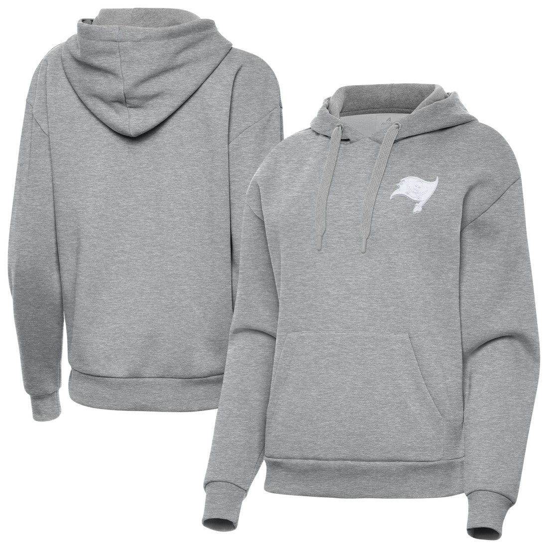 Tampa Bay Buccaneers Antigua Women's Victory Pullover Hoodie - Heather Gray for sale