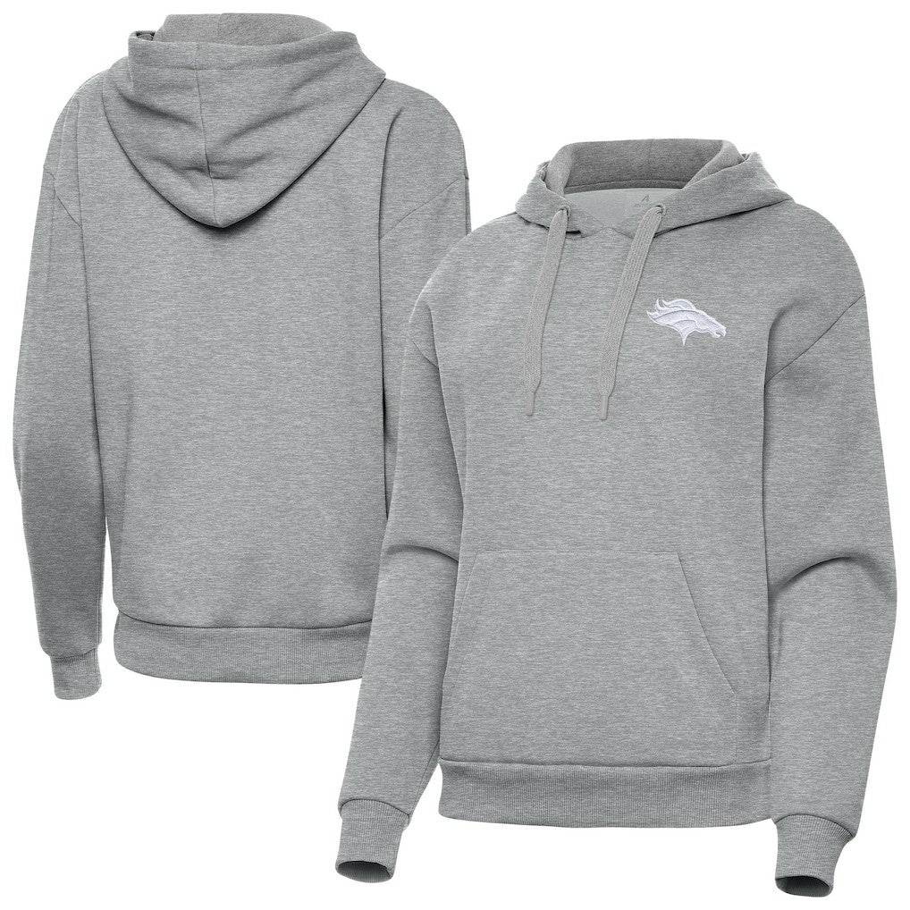 Denver Broncos Antigua Women's Victory Pullover Hoodie - Heather Gray cheap