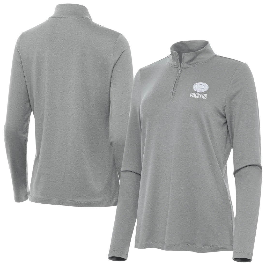 Green Bay Packers Antigua Women's Reprocess Quarter-Zip Top - Gray online