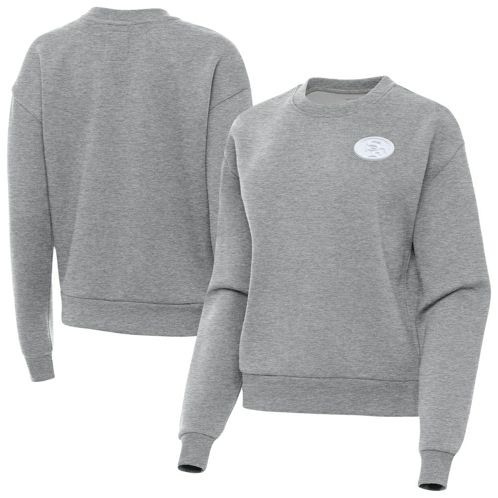 San Francisco 49ers Antigua Women's Victory Crew Pullover Sweatshirt - Heather Gray outlet