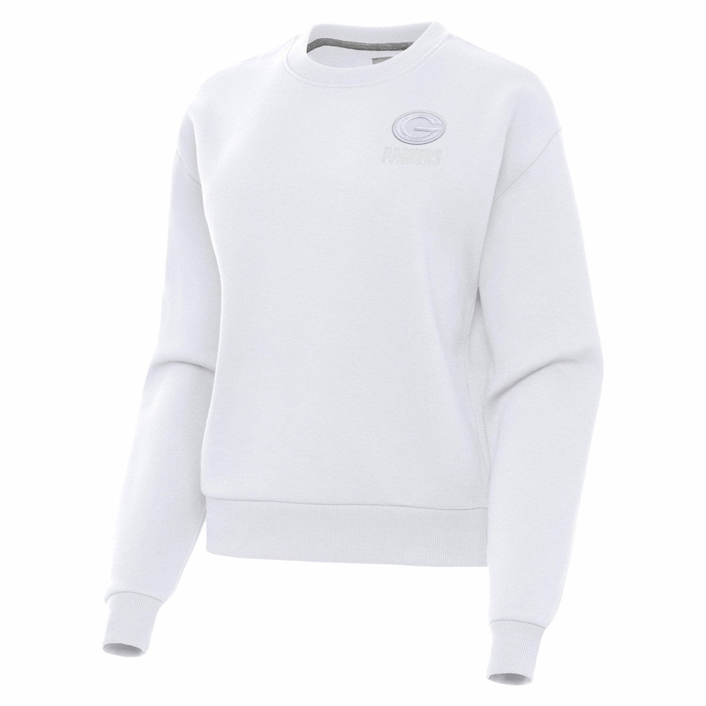 Green Bay Packers Antigua Women's Victory Crew Pullover Sweatshirt - White sale