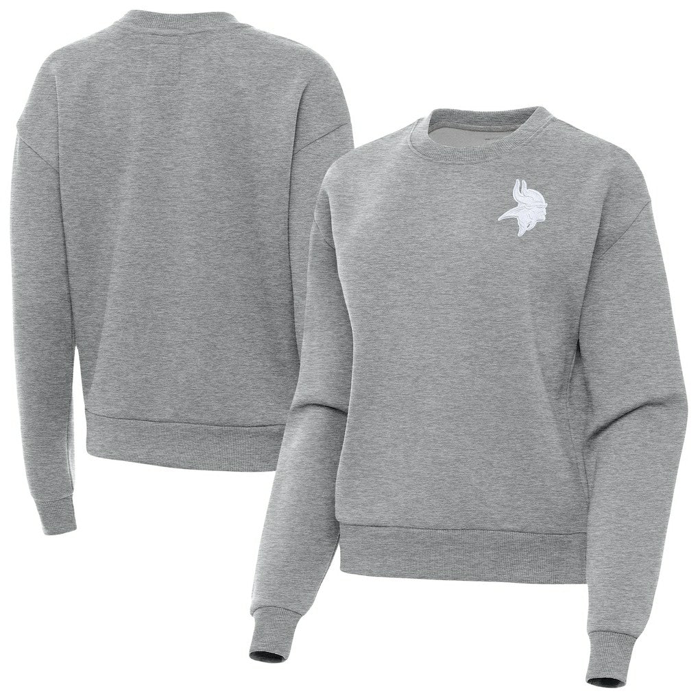 Minnesota Vikings Antigua Women's Victory Crew Pullover Sweatshirt - Heather Gray online