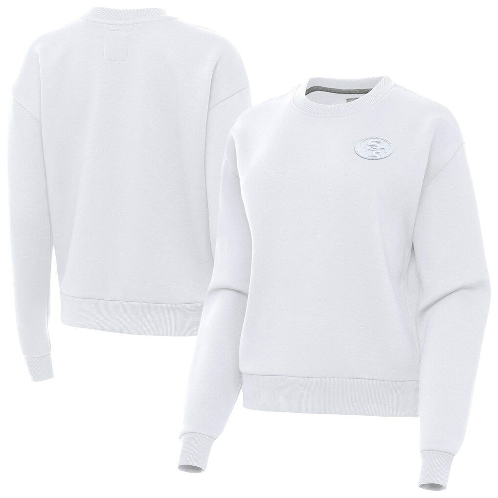 San Francisco 49ers Antigua Women's Victory Crew Pullover Sweatshirt - White outlet