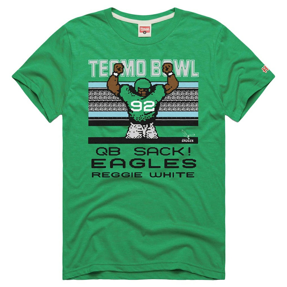 Reggie White Philadelphia Eagles Homage Unisex Tecmo Bowl Retired Player Graphic Tri-Blend T-Shirt - Kelly Green on sale