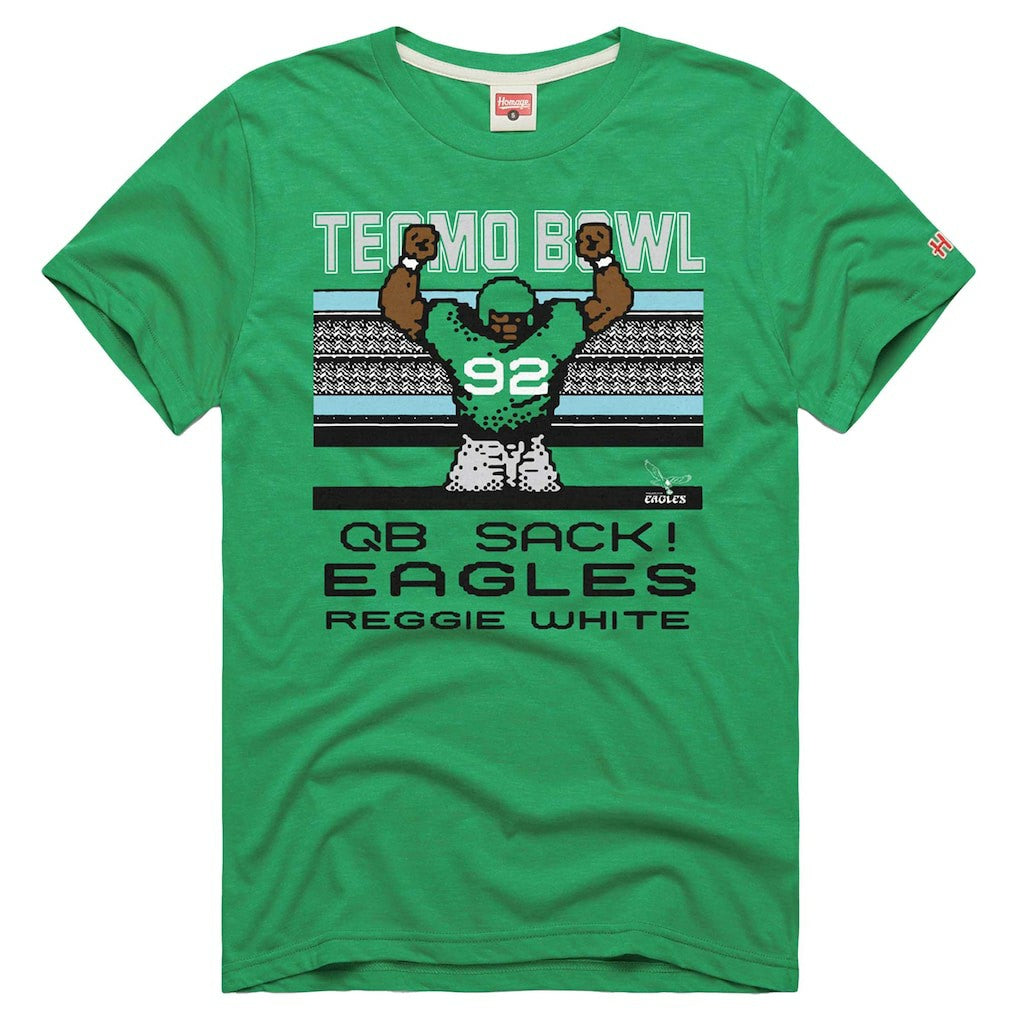 Reggie White Philadelphia Eagles Homage Unisex Tecmo Bowl Retired Player Graphic Tri-Blend T-Shirt - Kelly Green on sale