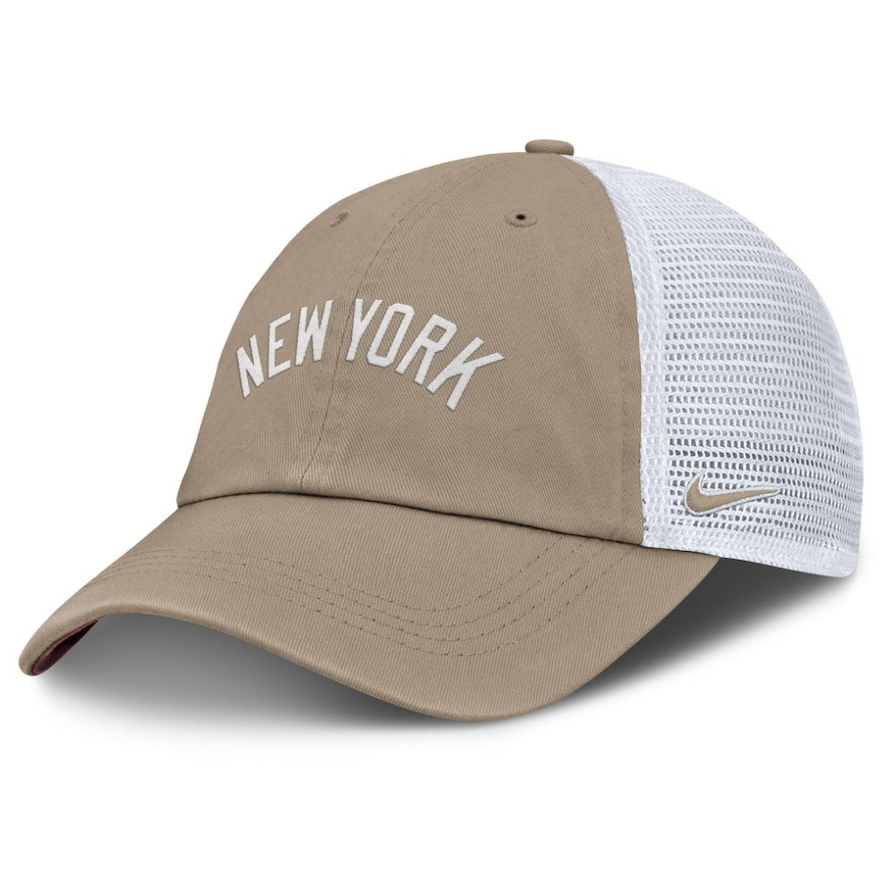 New York Yankees Unisex Mother's Day Club Trucker Adjustable Hat Khaki/White