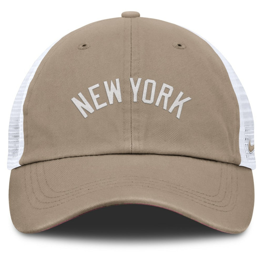 New York Yankees Unisex Mother's Day Club Trucker Adjustable Hat Khaki/White