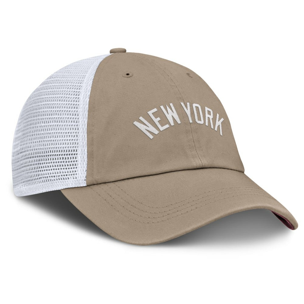 New York Yankees Unisex Mother's Day Club Trucker Adjustable Hat Khaki/White