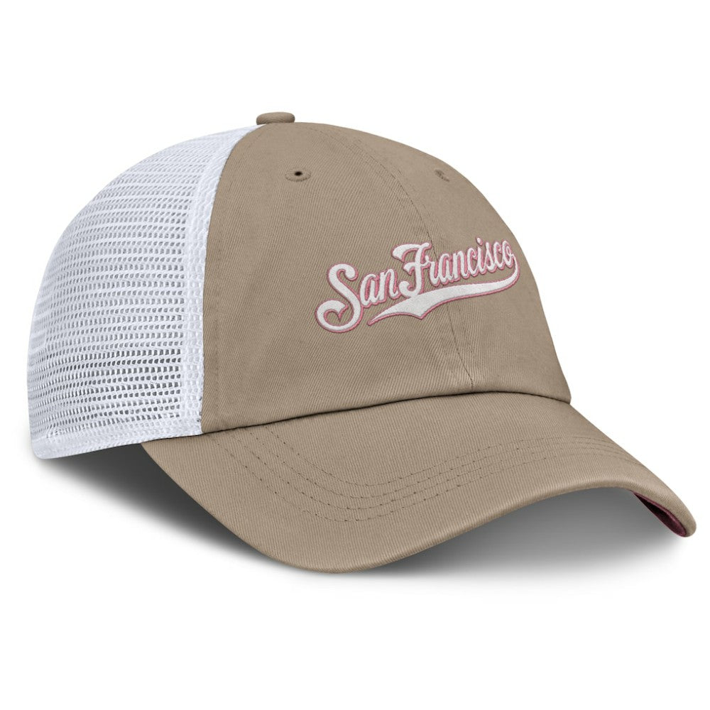 San Francisco Giants Unisex Mother's Day Club Trucker Adjustable Hat Khaki/White