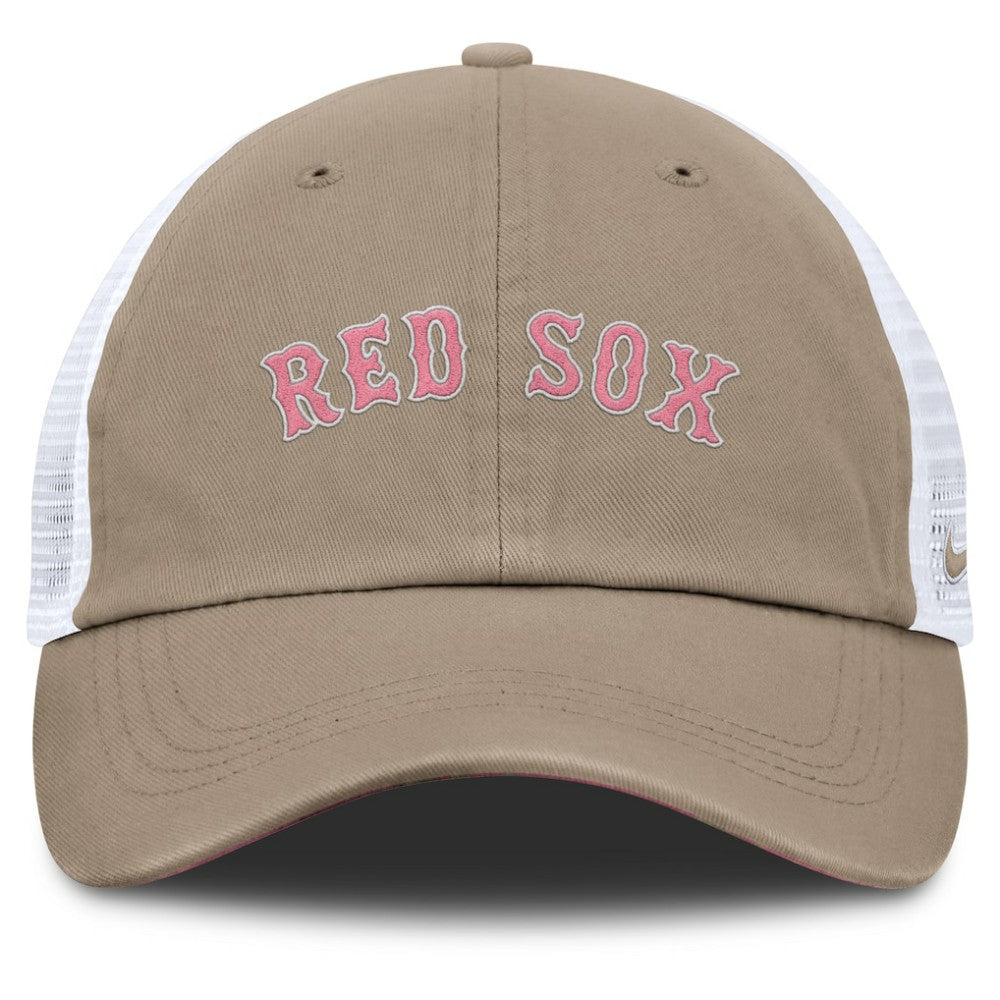 Boston Red Sox Unisex Mother's Day Club Trucker Adjustable Hat Khaki/White