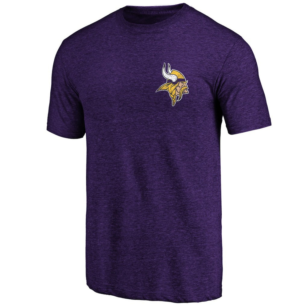 Minnesota Vikings Purple Left Chest Distressed Tri-Blend T-Shirt discount