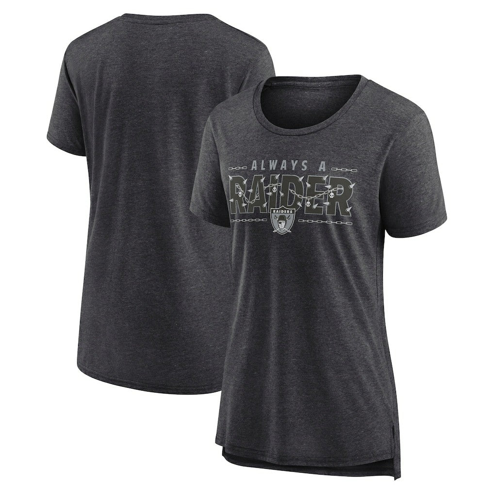 Las Vegas Raiders Women's Vintage Graphic Tri-Blend Scoop Neck T-Shirt - Charcoal outlet