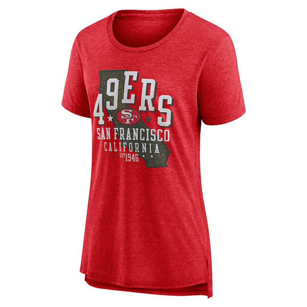 San Francisco 49ers Women's Vintage Graphic Tri-Blend Scoop Neck T-Shirt - Scarlet cheap