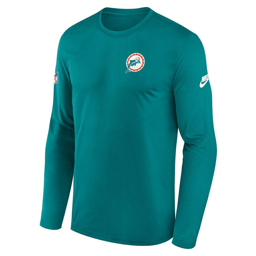Miami Dolphins Legend Small Logo Dri-FIT Long Sleeve T-Shirt - Aqua discount