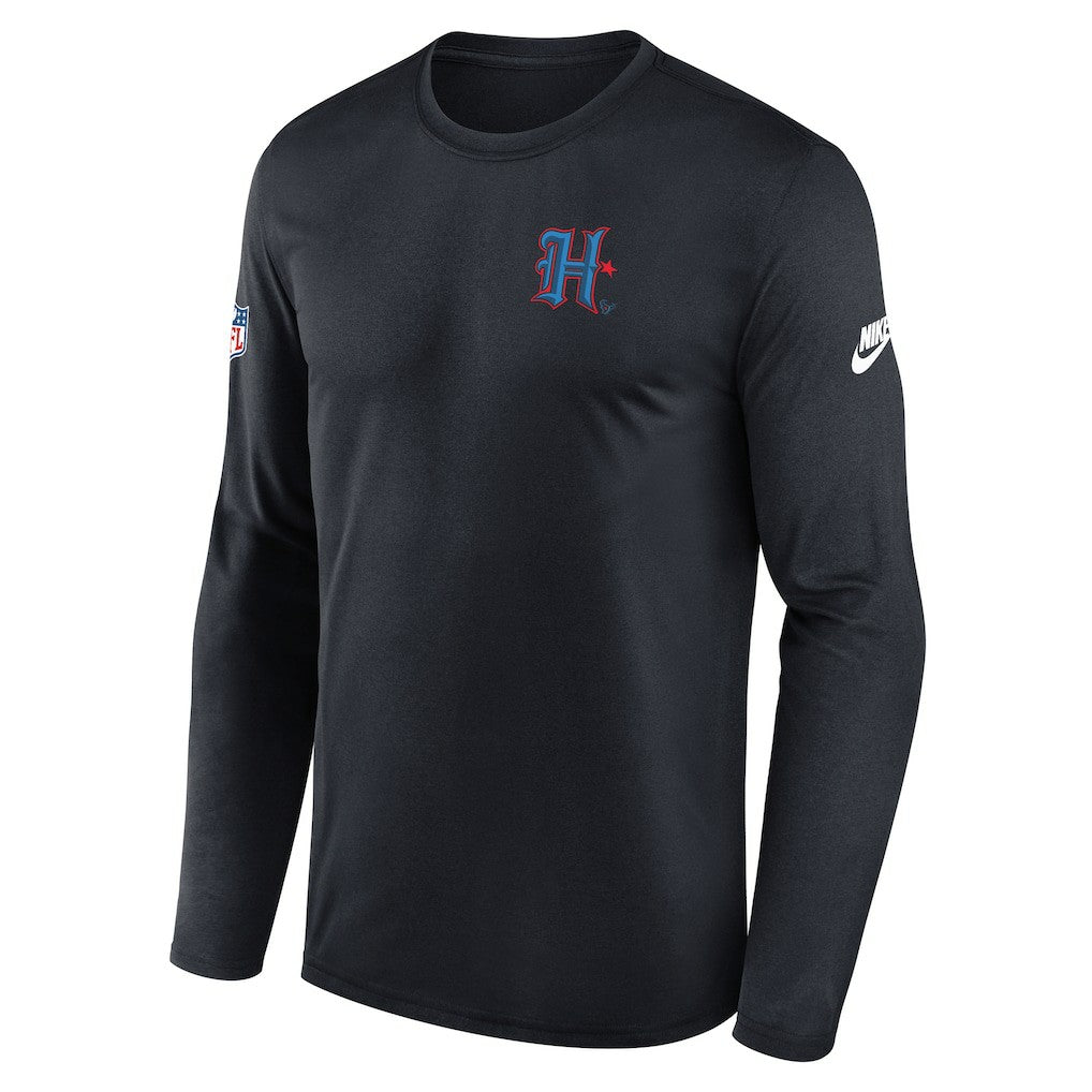 Houston Texans Legend Small Logo Dri-FIT Long Sleeve T-Shirt - Navy on sale