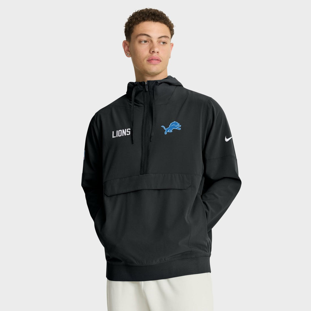 Detroit Lions Sideline Alt Pack Anorak Half-Zip Hoodie Jacket - Black on sale
