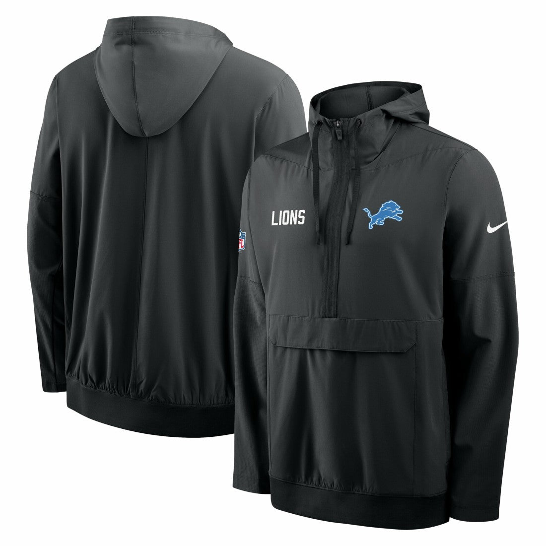 Detroit Lions Sideline Alt Pack Anorak Half-Zip Hoodie Jacket - Black on sale