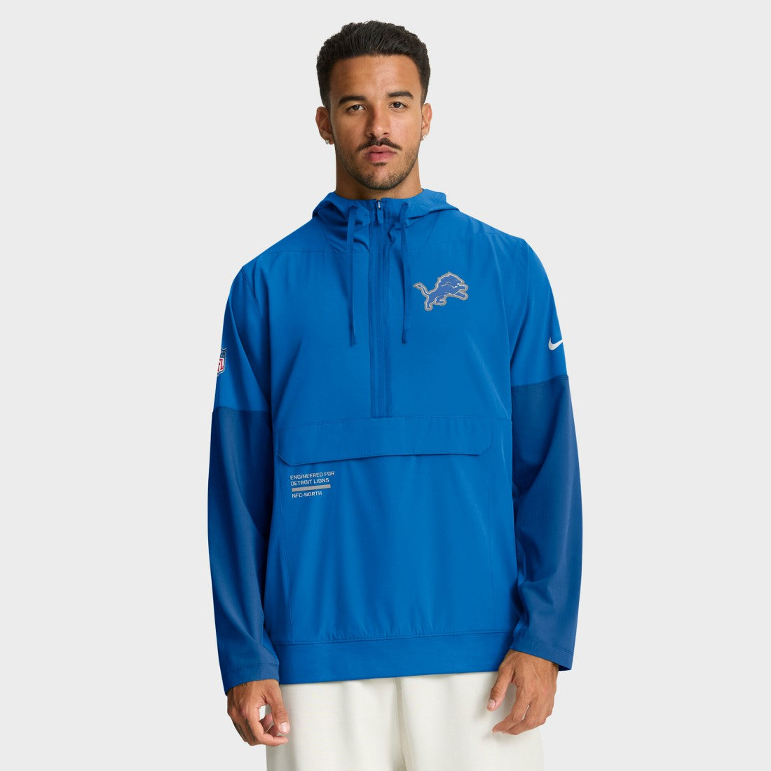Detroit Lions Sideline Anorak Half-Zip Hoodie Jacket - Blue sale
