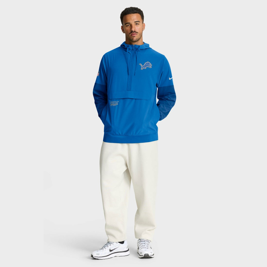 Detroit Lions Sideline Anorak Half-Zip Hoodie Jacket - Blue sale