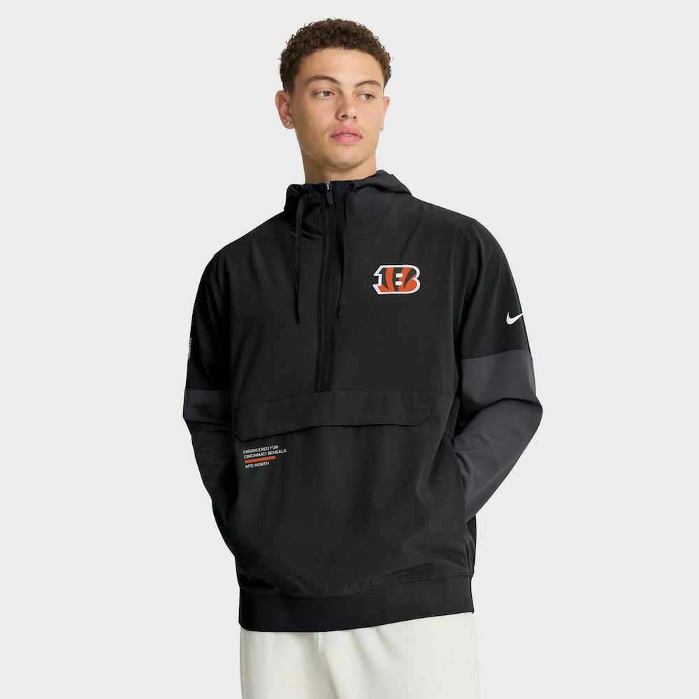 Cincinnati Bengals Sideline Anorak Half-Zip Hoodie Jacket - Black sale