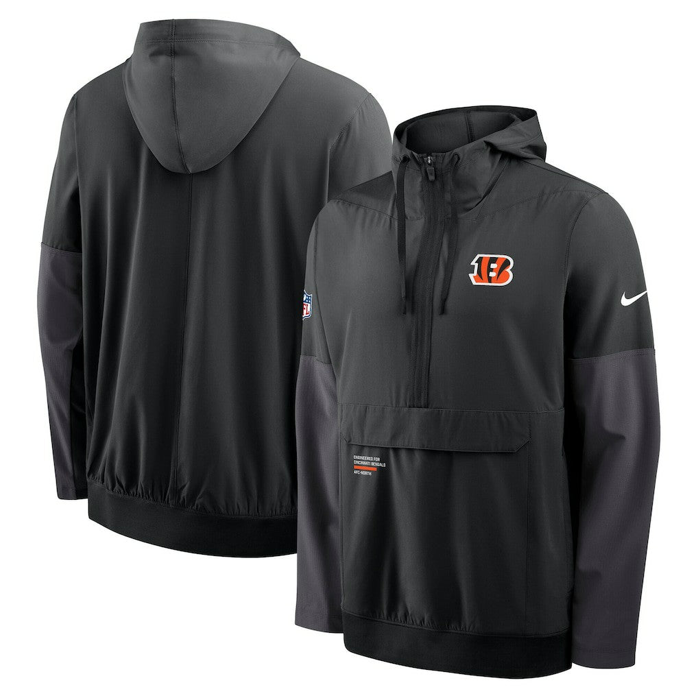 Cincinnati Bengals Sideline Anorak Half-Zip Hoodie Jacket - Black sale