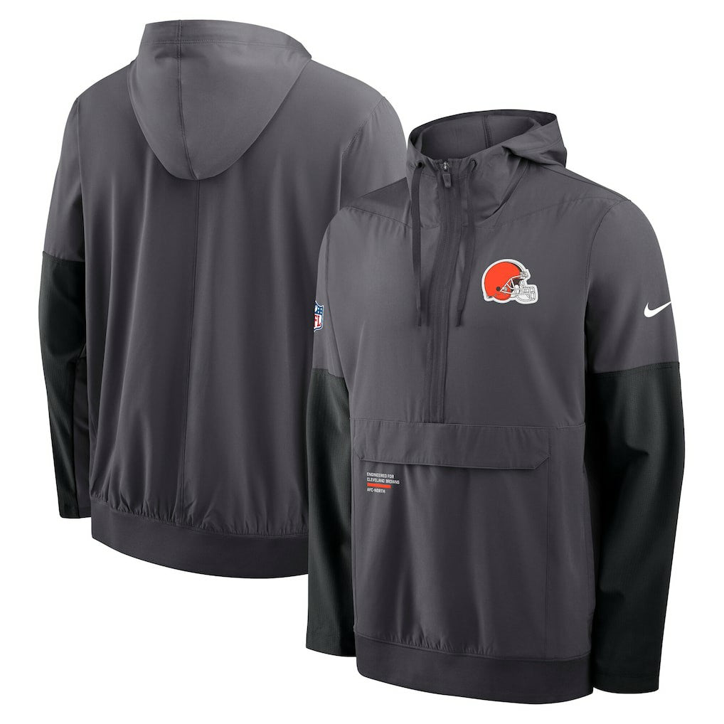 Cleveland Browns Sideline Anorak Half-Zip Hoodie Jacket - Anthracite online