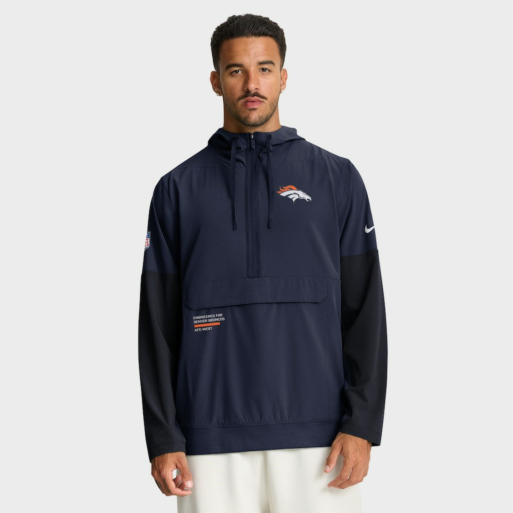 Denver Broncos Sideline Anorak Half-Zip Hoodie Jacket - Navy on sale
