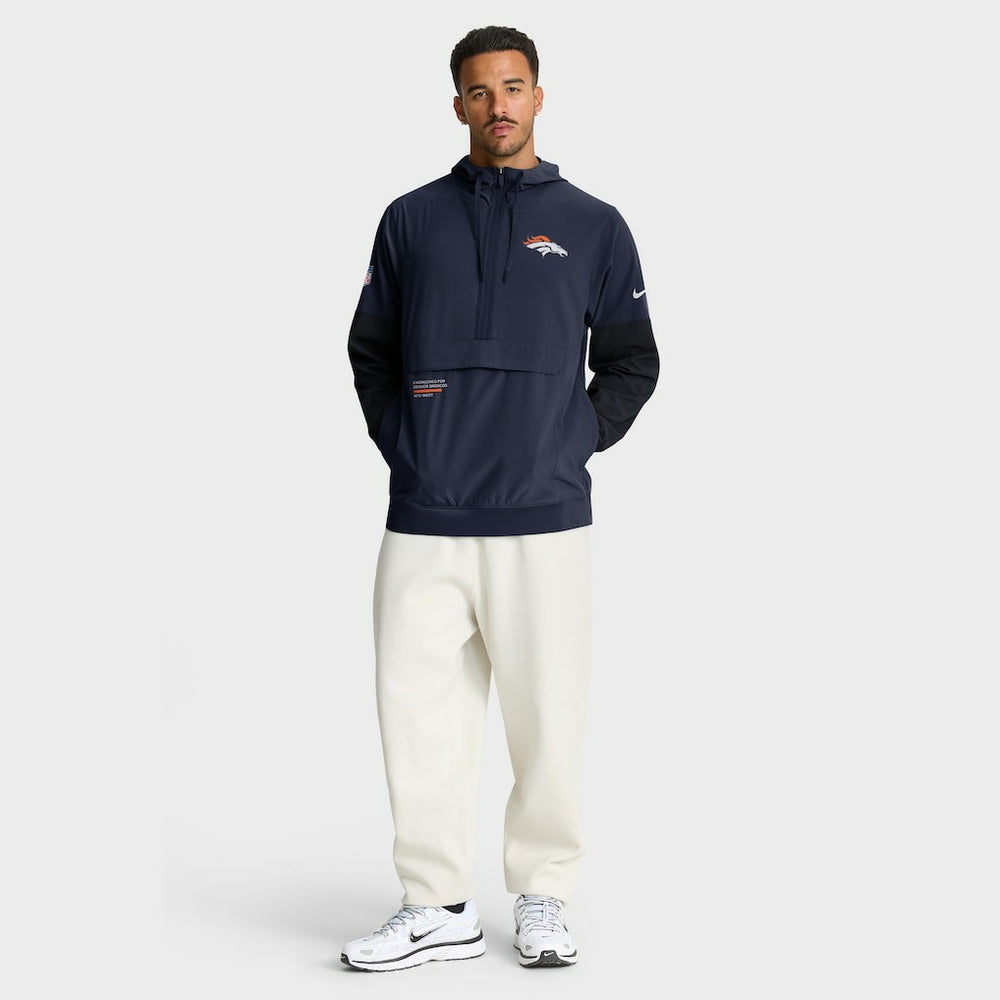 Denver Broncos Sideline Anorak Half-Zip Hoodie Jacket - Navy on sale