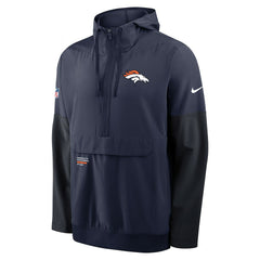 Denver Broncos Sideline Anorak Half-Zip Hoodie Jacket - Navy on sale