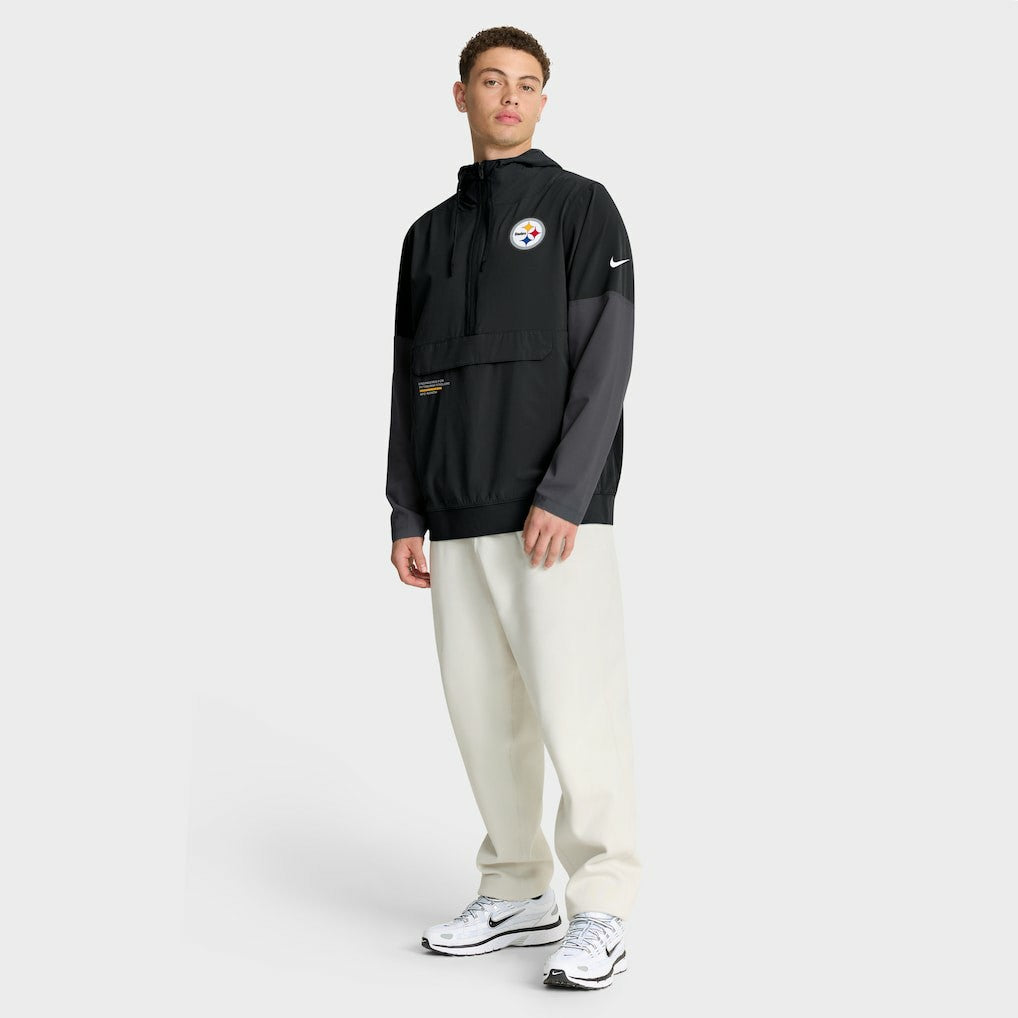 Pittsburgh Steelers Sideline Anorak Half-Zip Hoodie Jacket - Black for sale
