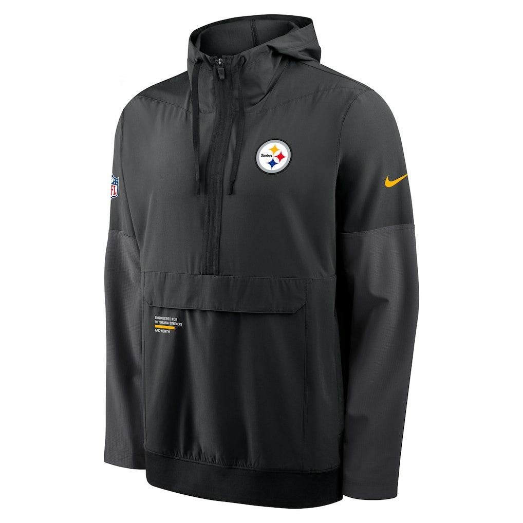 Pittsburgh Steelers Sideline Anorak Half-Zip Hoodie Jacket - Black for sale