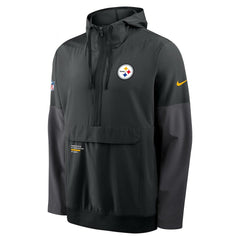 Pittsburgh Steelers Sideline Anorak Half-Zip Hoodie Jacket - Black for sale